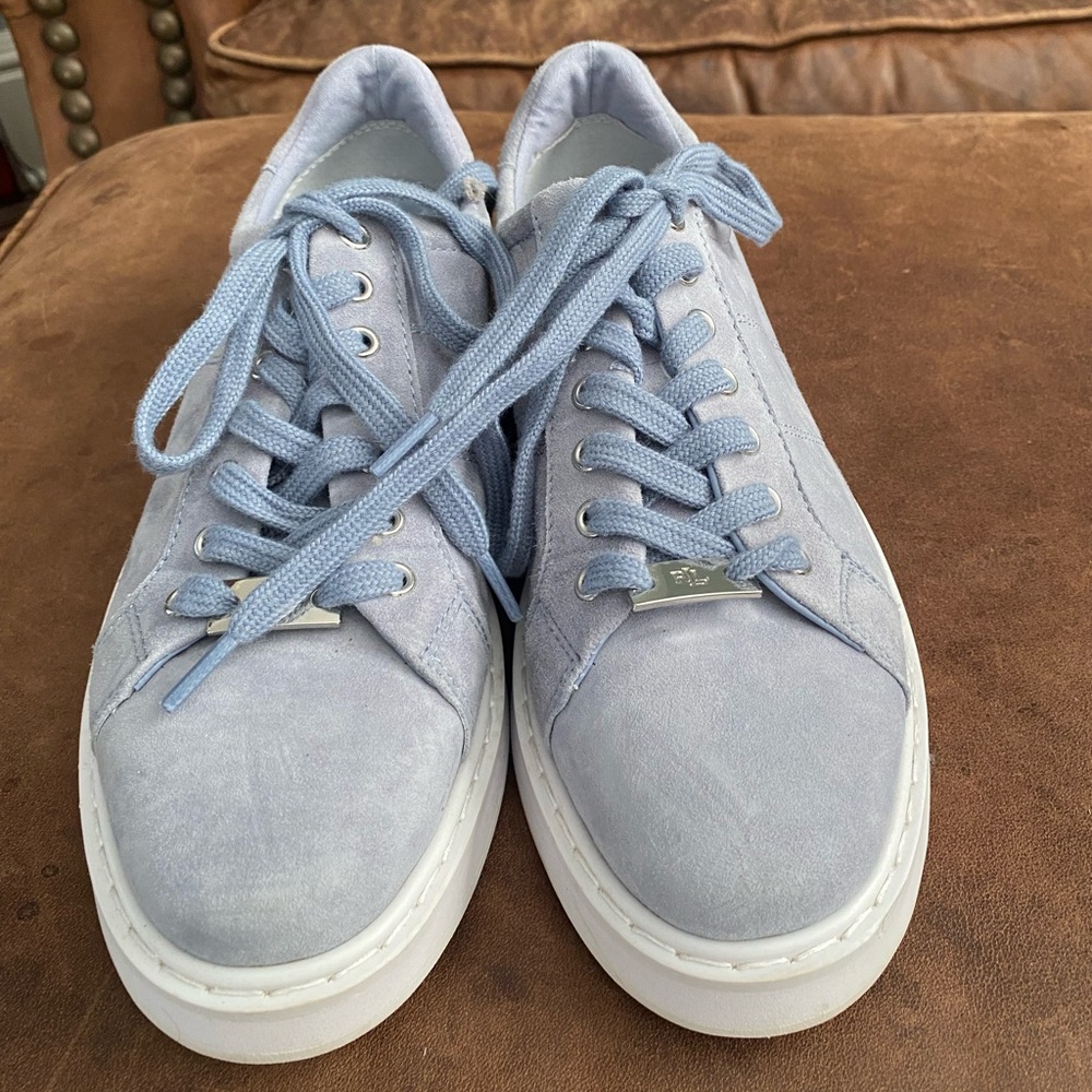 Dusty blue suede Ralph Lauren sneakers